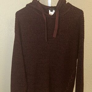 CHARLIE Women’s Burgundy and Black Knit Hoodie Sweater